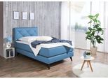 Boxspringbett MAINTAL, blau, Liegefläche B/L: 100cm x 200cm, H3, Bonnell-Federkernmatratze, Topperbezug Microfaser aus 100% Polyester;Bezug der Spiegelfläche Matratzendrell aus 100% Polyester;Strukturstoff-Bezug (100% Polyester), Komplettbetten, Boxspringbett