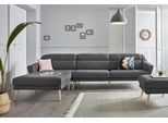 Ecksofa OTTO HOME "Bille L-Form", grau (anthrazit), B:302cm H:86cm T:178cm, Samtoptik (100% Polyester);Luxus-Microfaser weich (100% Polyester);Struktur (100% Polyester);Struktur fein (100% Polyester), Sofas, Ecksofa, mit Naht im Rückenkissen und Beinen aus Eichenholz