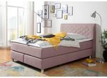 Boxspringbett HOME AFFAIRE "Parla", rosa (flamingo, rose), L:218cm, 100% Polyester, Komplettbetten, Boxspringbett, incl. Topper, 4 Farben in 4 Breiten, 2 Härtegraden, 3 Matratzenarten