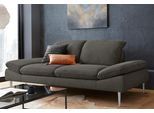 2,5-Sitzer W.SCHILLIG "enjoy&MORE", grau (antracite s37), B:232cm H:87cm T:110cm, Chenille-Flachgewebe R66 (85% Polyester, 15% Nylon);Longlife Xtra-Leder Z59: Glattleder mit modischer Prägung. Hautstärke 0, 9 - 1, 1 mm;Stoff S37 (100% Polyester), Sofas, 2 5-Sitzer, mit Sitztiefenverstellung, Füße silber matt, Breite 232 cm