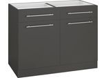 Unterschrank WIHO KÜCHEN "Unna", grau (front und korpus: anthrazit), B:100cm H:82cm T:57cm, Schränke, Unterschrank, 100 cm breit, ohne Arbeitsplatte