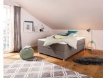 Boxbett HOME AFFAIRE "Alexis", braun (hellbraun), B:140cm L:200cm, Struktur fein (100% Polyester), Komplettbetten, Boxbett, ohne Kopfteil - ideal für Räume mit Dachschrägen; in 4 Breiten