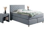 Boxspringbett HOME AFFAIRE "Bernard, in verschiedenen Breiten", blau (mittelblau), B:148cm L:208cm, Komplettbetten, Boxspringbett, inkl. Topper, Matratze in H2, H3 oder H4 erhältlich