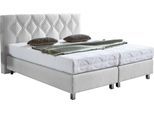 Boxspringbett "Phönix", weiß, B:175cm L:210cm, Bezug Bett: Microvelours (100% Polyester) oder Feinstruktur (100% Polyester);Bezug Bonnell-Federkernmatratze: 100% Polyester;Bezug Kaltschaummatratze: 100% Polyester;Bezug Tonnentaschenfederkernmatratze: 80% Baumwolle, 20%Polyester, WESTFALIA SCHLAFKOMFORT, Komplettbetten, Boxspringbett