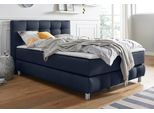 Boxspringbett HOME AFFAIRE "Salo", blau, B:154cm L:211cm, Struktur (100% Polyester);Bezug der Spiegelfläche Matratzendrell aus 100% Polyester;Samtoptik (100% Polyester), Komplettbetten, Boxspringbett, incl. Topper, 6 Breiten, 2 Härtegrade, TFK auch in Härtegrad 4