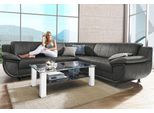 Ecksofa TRENDMANUFAKTUR "Rondo wahlweise mit Schlaffunktion, 267x247 cm (BxT), breite Armlehnen", grau (anthrazit, gr), B:267cm H:85cm T:247cm, Kunstleder SOFTLUX;Microfaser PRIMABELLE (100% Polyester);NaturLEDER (echtes Rindsleder);Struktur (54% Polyacryl, 46% Polyester), Sofas, Ecksofa, L-Form, wahlweise mit Federkern bestellbar, Füße schwarz