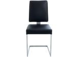 Freischwinger K+W KOMFORT & WOHNEN, schwarz (nero 81, edelstahloptik), B:44cm H:96cm T:57cm, Stühle, Freischwinger, stabiles Hochkantgestell, in Leder oder Microfaser