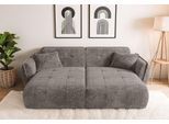 Big-Sofa HOME AFFAIRE "MIRELDA Design-Sofa mit Steppungen, extra tief, Breite 251 cm", grau (braun), B:251cm H:81cm T:155cm, 100% Polyester, Sofas, Big-Sofa, elegant und bequem, enthält 2 Zierkissen, belastbar bis 480kg