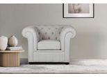 Sessel HOME AFFAIRE "CHARENTE, Chesterfield, Wellenfederung, Maße B/T/H: 105/89/74 cm", beige (creme), B:105cm H:74cm T:89cm, 100% Polyester, Sessel, Sessel, mit edler Knopfheftung und typischen Armlehnen