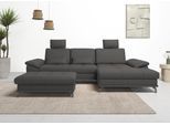 Ecksofa OTTO HOME "Costello L-Form, B: 301 cm mit Sitztiefen-, Armteilverstellung &", braun (mokka), B:301cm H:89cm T:176cm, Luxus-Microfaser (90% Polyester, 10% Polyamid);Samtoptik (100% Polyester), Sofas, Ecksofa, 3 Nierenkissen, optional Bettfunktion & Bettkasten