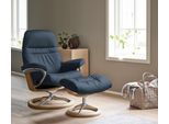 Fußhocker STRESSLESS "Sunrise", blau (oxford blau paloma), B:57cm H:42cm T:40cm, Leder BATICK: BATICK ist ein leicht korrigiertes, durchgefärbtes und genarbtes Möbelleder, bei dem die meisten Unebenheiten und Spuren in der Regel entfernt wurden.;Leder PALOMA: PALOMA ist ein durchgefärbtes Semianilin-Möbelleder mit natürlicher Narbung.;ROHLEDER Stoff Q2 FARON: Ein fester zuverlässiger Bouclé mit ei