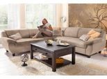 Ecksofa HOME AFFAIRE "Yesterday zeitlos und komfortabel, gemütliche Armlehnen L-Form", beige (natur), B:254cm H:80cm T:91cm, Antikleder-Optik Melrose (100% Polyester);Struktur (100% Polyester);Primabelle-Microfaser (100% Polyester), Sofas, Ecksofa, gleichschenklig, wahlweise mit Bettfunktion
