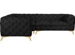 Chesterfield-Sofa HOME AFFAIRE "Ecksofa GLYNIS L-Form mit Wellenunterfederung, Maße B/T/H 323/264/75cm", grau (charcoal), B:323cm H:75cm T:264cm, Struktur (100% Polyester);Samtoptik (100% Polyester), Sofas, Chesterfield-Sofa, aufwändige Knopfheftung, moderne Chesterfield Optik, Fußfarbe wählbar