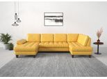 Wohnlandschaft SIT & MORE "Westham U-Form", gelb (dijon), B:338cm H:88cm T:172cm, 100% Polyester, Sofas, Wohnlandschaft, wahlweise mit Bettfunktion, Bettkasten, Sitztiefenverstellung