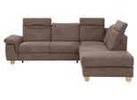 Ecksofa HOME AFFAIRE "Dalia L-Form", braun (savannah), B:256cm T:221cm, Luxus-Microfaser Florence (100% Polyester);Luxus-Microfaser weich (90% Polyester, 10% Polyamid);Webstoff (100% Polyester), Sofas, Ecksofa, mit Federkernpolsterung, wahlweise mit Bettfunktion, Bettkasten