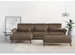 Ecksofa HOME AFFAIRE "Fjord L-Form", braun (coffee), B:324cm H:93cm T:184cm, 100% Polyester, Sofas, Ecksofa, massiv, wahlweise mit Armlehnfunktion, Kopf- Sitztiefenverstellung