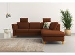 Ecksofa HOME AFFAIRE "Trelleborg L-Form", rosa (kupfer), B:252cm H:86cm T:213cm, 100% Polyester, Sofas, Ecksofa, Federkern-Polsterung, wahlweise mit Bettfunktion und Stauraum