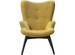 Sessel SALESFEVER "Komfortabler Relaxsessel zum Entspannen", gelb, B:80cm H:92cm T:99cm, 100% Polyester, Sessel, Sessel, Zierknöpfe in der Rückenlehne