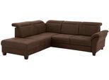 Ecksofa HOME AFFAIRE "Solvei L-Form", braun (dunkelbraun), B:260cm H:104cm T:235cm, Luxus-Microfaser Lederoptik (100% Polyester);Struktur (100% Polyester);Luxus-Microfaser ALTARA NUBUCK (100% Polyester), Sofas, Ecksofa, wahlweise auch mit Kopfteilverstellung und Bettfunktion, Federkern