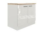 Spülenschrank FLEX-WELL "Lund", grau (lichtgrau, rauchgrau), B:100cm H:85cm T:85cm, Holzwerkstoff, Schränke, Spülenschrank, (B x H x T) 100 x 85 x 60 cm, individuell kombinierbar