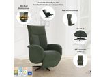 TV-Sessel SIT & MORE "Juma, inkl. Drehfunktion & Kopfteilverstellung", grün (delphine), B:75cm H:110cm T:82cm, Sessel, TV-Sessel, Höhe Armlehne 62 cm, wahlweise mit Aufstehhilfe, 2 Motoren und Akku