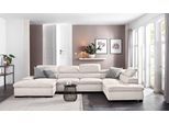 Wohnlandschaft HOME AFFAIRE "Alberto U-Form", beige (creme), B:350cm H:73cm T:228cm, 100% Polyester;Microfaser in Antiklederoptik (100% Polyester);Luxus-Microfaser Vintageoptik (100% Polyester);Luxus-Microfaser weich (90%Polyester 10%Polyamid), Sofas, Wohnlandschaft, mit Kopfteilverstellung, wahlweise mit Bettfunktion