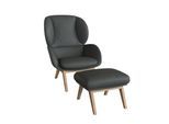 Ohrensessel FLEXLUX "Adria", grau (warm mineral grau), B:78cm H:100cm T:96cm, 100% Echteder, Sessel, Ohrensessel, Stil & Komfort, organische Form, Fuß Eiche