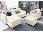 Ecksofa EXXPO - SOFA FASHION "Elio, kompakt, bequem & zeitloses Design, Breite 217cm, L-Form", weiß (alpine weiß), B:217cm H:84cm T:157cm, Luxus-Kunstleder;NaturLEDER (echtes Rindsleder) in Sitz und Rücken. Korpus in passendem Kunstleder SOFTLUX bezogen, Sofas, Ecksofa, wahlweise mit Bettfunktion
