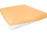Spannbettlaken PRIMERA "Elasthan-Feinjersey", gelb, 1 Stk., Jersey-Elasthan, 140-160x200-220 28cm, Jersey-Elasthan, Obermaterial: 95% Baumwolle, 5% Elasthan, Bettlaken, Spannbettlaken, PREMIUM, aus 95% gekämmter Baumwolle und 5% Elasthan, bis 28 cm Höhe