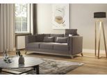 3-Sitzer HOME AFFAIRE "Viva", grau (taupe), B:213cm H:84cm T:93cm, 100% Polyester, Sofas, 3-Sitzer, mit Holzrahmen aus Buche