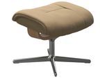 Fußhocker STRESSLESS "Mayfair", beige (sand paloma), B:55cm H:41cm T:39cm, Leder PALOMA: PALOMA ist ein durchgefärbtes Semianilin-Möbelleder mit natürlicher Narbung., Hocker, Fußhocker, mit Cross Base, Größe S, M & L, Holzakzent Eiche