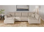 Wohnlandschaft HOME AFFAIRE "CHARRE U-Form mit Ottomane, Maße B/T/H: 310/161/81 cm", beige, B:310cm H:81cm T:161cm, 92% Polyester, 8% Nylon, Sofas, Wohnlandschaft, feine Steppung, lose Rücken- und Zierkissen, auch in Cord und Bouclé