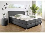 Boxspringbett HOME AFFAIRE "Coloma" erhältlich in H2, H3 oder H4 inkl. Topper", grau (anthrazit), B:227cm L:215cm, Komplettbetten, Boxspringbett, in H2, H3 oder H4 erhältlich