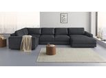 Wohnlandschaft HOME AFFAIRE "Bloomfield, Mega Polsterecke, Breite 390cm, viel Platz, U-Form", grau (anthrazit), B:390cm H:84cm T:209cm, 100% Polyester, Sofas, Wohnlandschaft, In verschiedenen Größen bestellbar