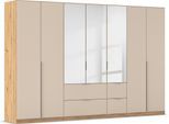 Drehtürenschrank OTTO HOME "Kleiderschrank Schrank Garderobe AGORDO mit Dekor- oder Hochglanzfront", braun (eiche artisan, champagner), B:315cm H:210cm T:54cm, Holzwerkstoff, Schränke, Drehtürenschrank, mit Außenschubkästen, in 7 Breiten und 2 Höhen MADE IN GERMANY