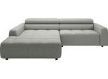 Ecksofa 3C CANDY "Denver auch mit Cord- und Easy care-Bezug, Kopfteilverstellung L-Form", silber, B:258cm H:68cm T:217cm, 96% Polyester, 4% Polyacryl, Sofas, Ecksofa, wahlweise. mit motorischer Sitztiefenverstellung