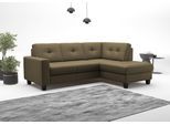 Ecksofa HOME AFFAIRE "Varese", grün (olive), B:226cm H:91cm T:170cm, Sofas, Ecksofa, wahlweise mit Bettfunktion und Bettkasten
