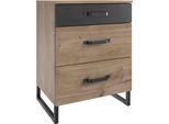 Nachtkommode WIMEX "Detroit by fresh to go", beige (plankeneichefarben, raw steel), B:54cm H:70cm T:41cm, Sideboards, Nachtkommode