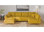 Wohnlandschaft HOME AFFAIRE "CHARRE U-Form mit Ottomane, Maße B/T/H: 310/161/81 cm", gold, B:310cm H:81cm T:161cm, 92% Polyester, 8% Nylon, Sofas, Wohnlandschaft, feine Steppung, lose Rücken- und Zierkissen, auch in Cord und Bouclé