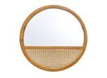 Wandspiegel SIT, beige (natur), B:60cm H:60cm T:3cm Ø:60cm, Geflecht Rattan, Massivholz, Spiegel, Wandspiegel, Rattangeflecht im unteren Drittel des Spiegels