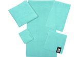 Waschhandschuh ROSS "Cashmere feeling", blau (bleached aqua), B:16cm L:22cm, Frottier, Baumwolle, Handtücher, Waschhandschuh, mit Wellen-Bordüre