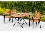 Garten-Essgruppe MERXX "Schloßgarten", braun, B:59,5cm H:87cm T:56cm, FSC-zertifiziertes Massivholz, Stahl, Sitzmöbel-Sets, Garten-Essgruppe, 4 Stapelsessel mit Klapptisch, Flachstahl