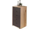 Schubkastenkommode WIEMANN "Cardiff Sideboard, Wäscheschrank, teilmassiv Bianco-Eiche, Schubladen", braun, B:40cm, Sideboards, Schubkastenkommode, Schubkästen inklusive Selbsteinzug und Dämpfung