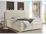 Boxspringbett HOME AFFAIRE "Manchester", beige (creme), B:160cm L:208cm, Strukturstoff-Bezug (100% Polyester), Komplettbetten, Boxspringbett, 5 Breiten, 3 Ausführungen, 2 Härtegraden, Topper, Steppung