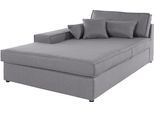 Ottomane OTTO HOME "Enid", grau (hellgrau), B:130cm H:75cm T:190cm, Baumwollmix (60% Baumwolle/40% Leinen);Struktur fein (100% Polyester);Samtoptik (100% Polyester);Samtvelours (100% Polyester);Struktur (100% Polyester);Struktur recycelt (100% recyceltes Polyester), Sofas, Ottomane, einzeln stellbar oder als Teil eines Modulsofas, fester Sitzkomfort