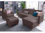 Ecksofa EXXPO - SOFA FASHION "Elio, kompakt, bequem & zeitloses Design, Breite 217cm, L-Form", braun, B:217cm H:84cm T:157cm, Luxus-Kunstleder;NaturLEDER (echtes Rindsleder) in Sitz und Rücken. Korpus in passendem Kunstleder SOFTLUX bezogen, Sofas, Ecksofa, wahlweise mit Bettfunktion