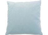 Dekokissen GÖZZE "Duval", blau (aqua, unifarben), B:40cm L:40cm, Polyester, Dekokissen_Sitzkissen_Kissenhüllen, Dekokissen, mit Reißverschluss, Kissenhüle ohne Füllung, 2 Stück