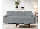 3-Sitzer HOME AFFAIRE "SHERIDIAN Schlafsofa mit Bettkasten, in Feincord & Velvet", grau, B:225cm H:80cm T:94cm, 100% Polyester, Sofas, 3-Sitzer, mit Wellenunterfederung, moderne Bezüge, B/H/T 225/94/80