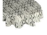 Tischdecke ADAM "Wave", beige (natur, dunkelgrau, hellgrau), B:145cm L:145cm Ø:145cm, Bio-Baumwolle, Leinen, Tischdecken, Tischdecke, aus Leinen und Bio-Baumwolle