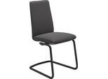 Polsterstuhl STRESSLESS "Laurel", grau (rock paloma, schwarz matt), B:53cm H:92cm T:59cm, Leder PALOMA: PALOMA ist ein durchgefärbtes Semianilin-Möbelleder mit natürlicher Narbung., Stühle, Polsterstuhl, Low Back, Größe M, mit Beinen aus Stahl in Schwarz matt